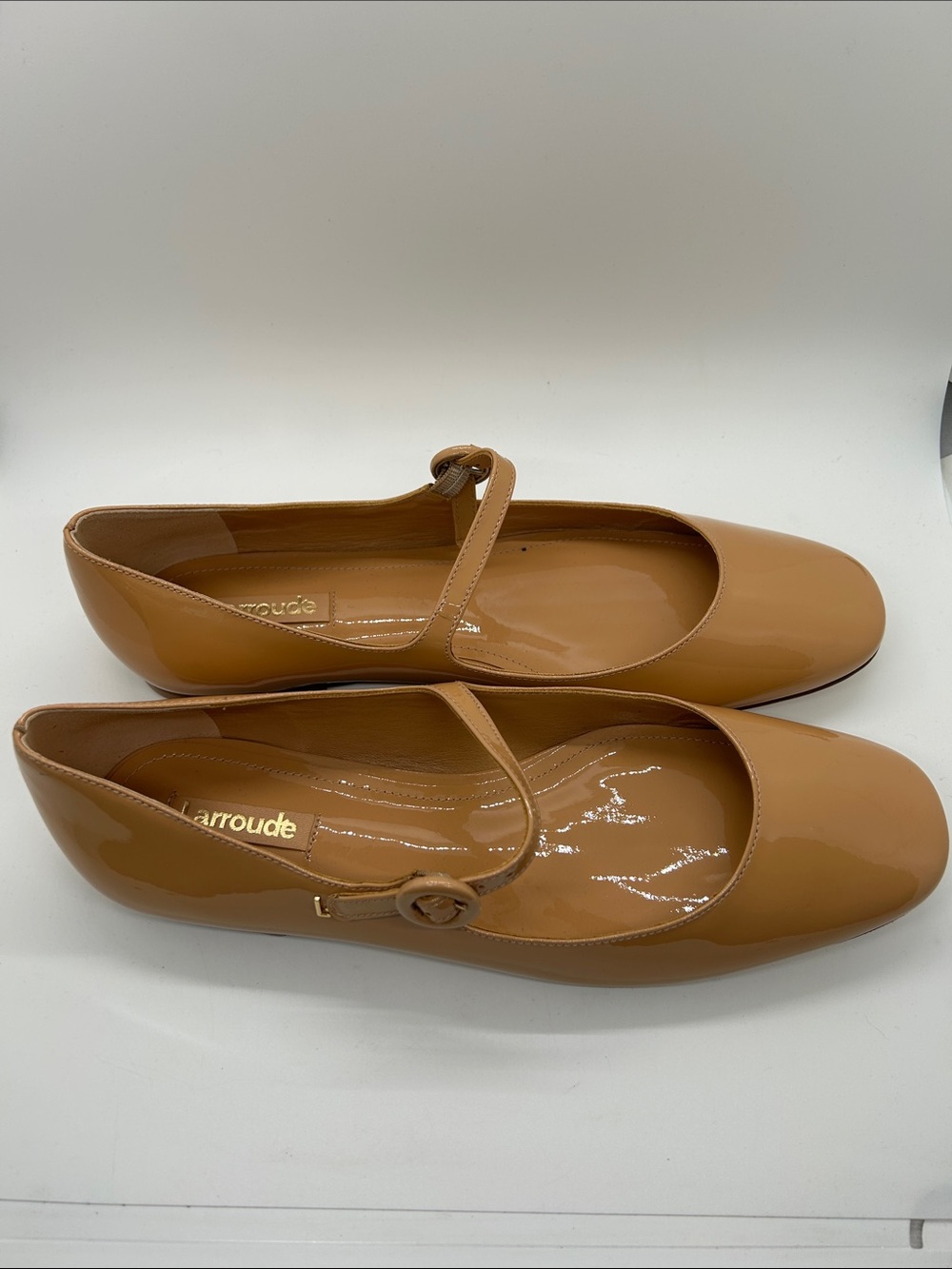 Larroude Tan Patent Blair Classic Mary Jane Ballet Flats Shoes **Size 9** 🌸🌸 - Picture 5 of 8